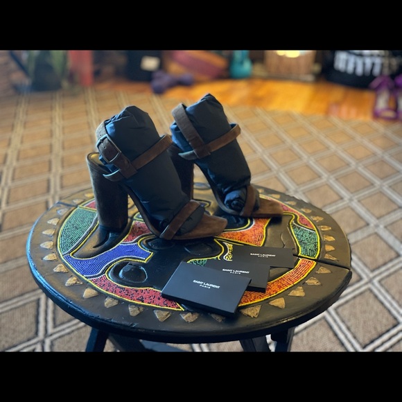 YSL Saint Laurent Oak Block Heel Sandals - Picture 7 of 9